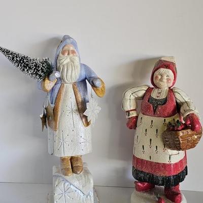 (2) Christmas Figurines: Santa & The Mrs.