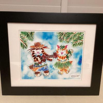 CCS125 Framed Michael Lee Picture Of Hawaiian Cats