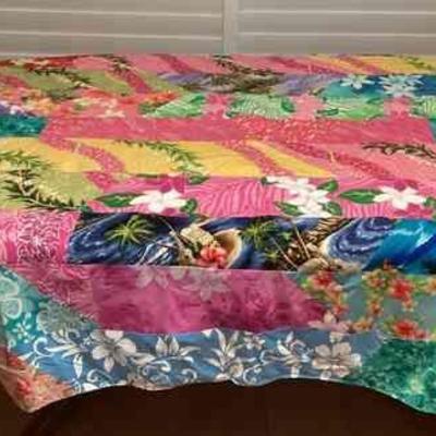 CCS134 Vintage Hawaiian Patchwork Quilt Blanket 