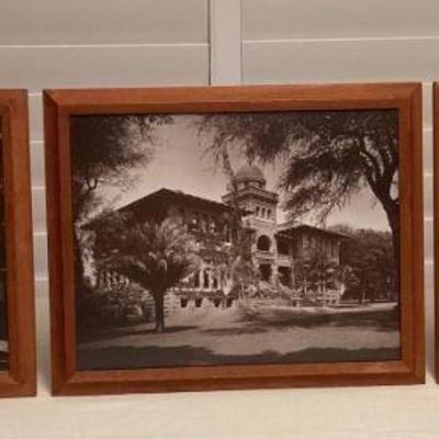 CCS115 Three Koa Framed Vintage Pictures Of Punahou School 