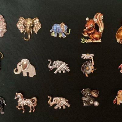 CCS206 Fifteen Animal Costume Jewelry Brooches 