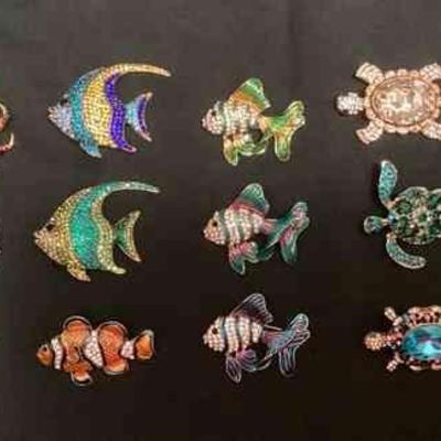 CCS202 Fifteen Sealife Costume Jewelry Brooches