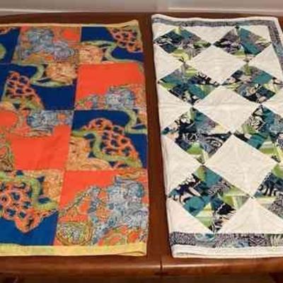 CCS145 Two Reversible Patchwork Quilt Blankets New
