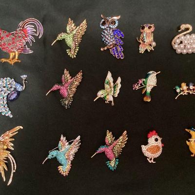 CCS212 Fifteen Beautiful Bird Brooches
