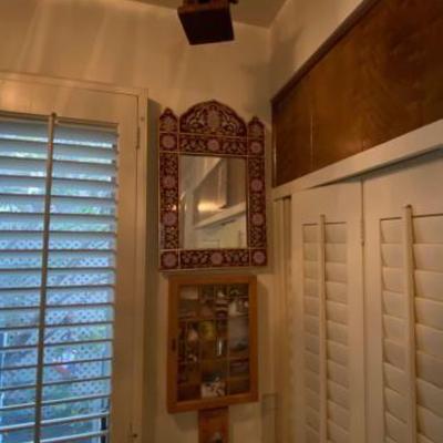 #10586 â€¢ Framed Mirror, Display Cabinet, Stained Glass Decor and More
