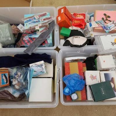 #9550 • 4 Totes of Mugs, Decorations, Greeting Card Collection, Decorative Plates and More