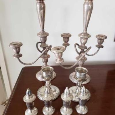 #2224 â€¢ Sterling Silver Candleholders and Salt and Pepper Shakers
