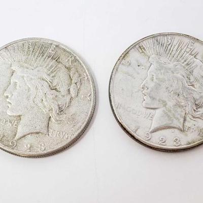 #246 â€¢ 2 1923-S Silver Peace Dollars
