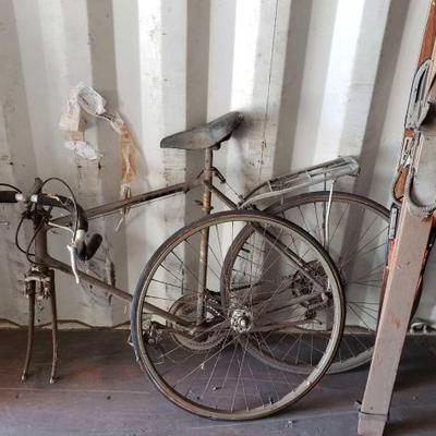 #12502 â€¢ Vintage Bicycle And Skis
