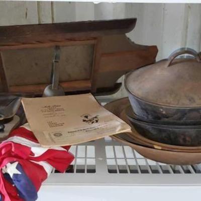 #12416 • American Flag, Wall Decor, Box Full of Art Supplies, 2 Inkwells, and More!
