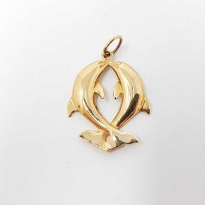 #708 • 14k Gold Dolphin Pendant, 2.6g