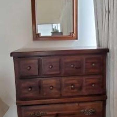 #10068 â€¢ Wooden Dresser and Mirror
