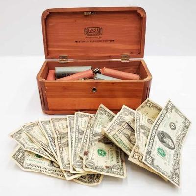 #809 â€¢ Lane Cedar Chest ONLY!! Pennies, Nickels, Dimes, Quarters, Dollar Bills will be deposited
