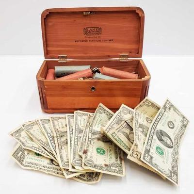 #809 • Lane Cedar Chest ONLY!! Pennies, Nickels, Dimes, Quarters, Dollar Bills will be deposited