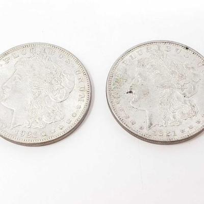 #170 â€¢ 2 1921 Morgan Silver Dollars
