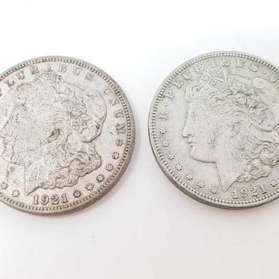 #174 â€¢ 2 1921 Morgan Silver Dollars
