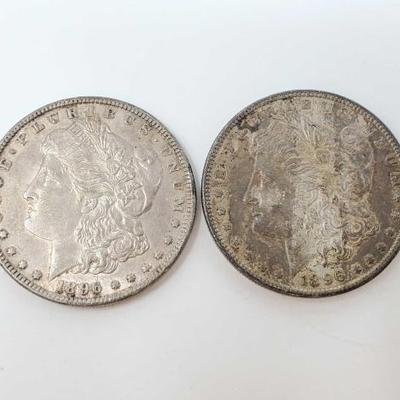 #602 â€¢ 2 1896 Philadelphia Mint Morgan Silver Dollars
