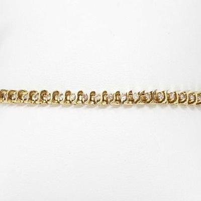 #681 • 14k Gold Bracelet With Diamonds, 9.2g