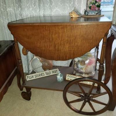 #14024 • Vintage Drop Leaf Beverage Cart