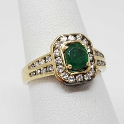 #660 • 14k Emerald Diamond Ring, 3.9g