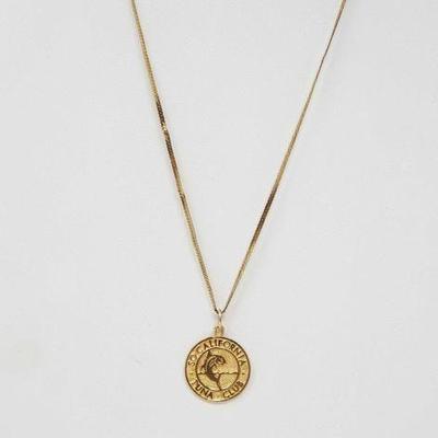 #550 â€¢ 14k Gold Chain W/ California Tuna Club Pendant, 7.1g
