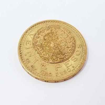 #527 â€¢ 1917 20 Pesos .900 Gold Coin, 16.6g
