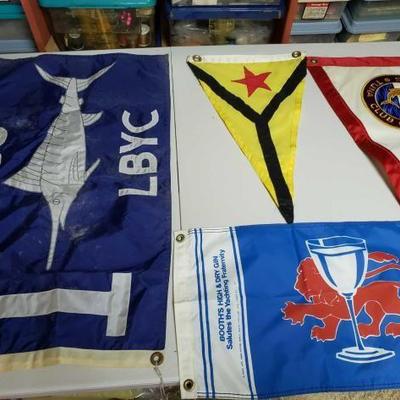 #2362 • 2 Long Beach Yacht Club Flags, So Cal Tuna Club and Booth's Gin Flags