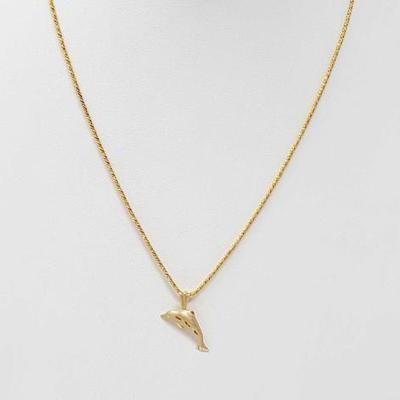 #553 â€¢ 14k Gold Chain With Dolphin Pendant, 3.9g
