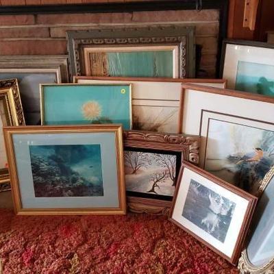 #13530 • 11 Framed Artwork, Mirror, And 7 Canvas Artworks