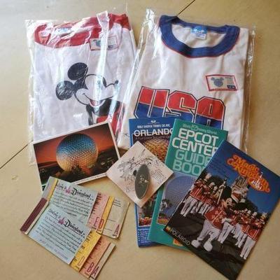#8624 â€¢ 2 Walt Disney Shirts, Name Tag, Vintage Disney Coupons, and More!
