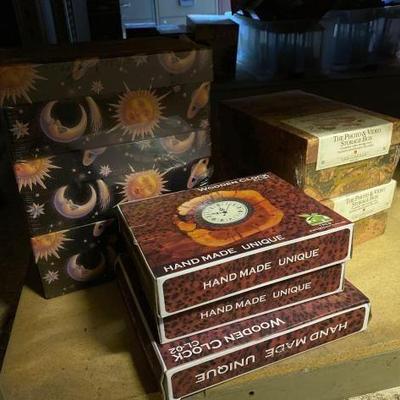 #9048 • Wooden Clocks, Photo Storage Boxes and More