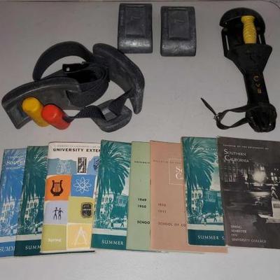 #12424 • 1950 College Booklets, Workout Weights, and Knife