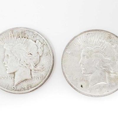 #248 â€¢ 2 1922 Silver Peace Dollars
