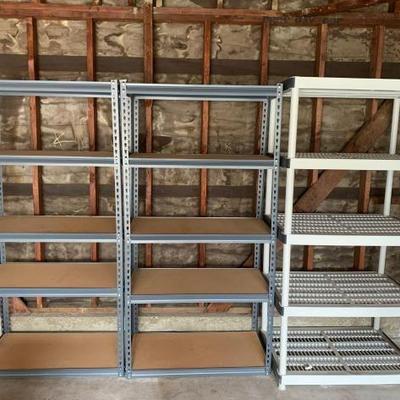 #12091 â€¢ 2 Metal and Plastic Shelving Units
