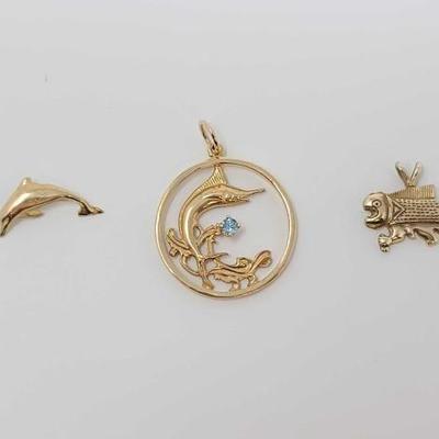 #692 • 3 14k Gold Pendants, 7.9g