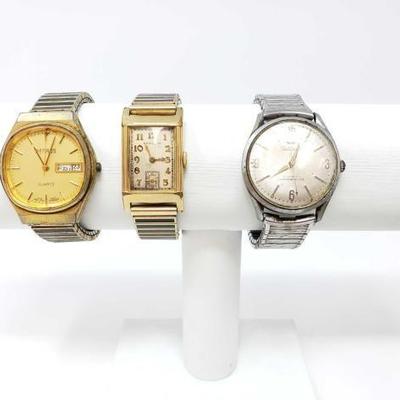 #413 â€¢ Collection of Three Watches Brands like Benrus and Hamilton
