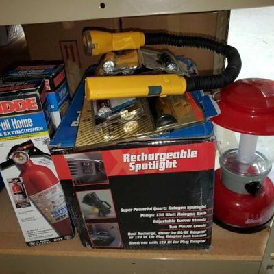 #9046 â€¢ Fire Extinguisher, Rechargeable Spotlight, Coleman Lantern, and More!
