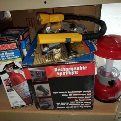 #9046 • Fire Extinguisher, Rechargeable Spotlight, Coleman Lantern, and More!