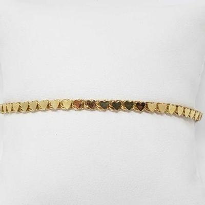 #557 â€¢ 14k Gold Heart Bracelet, 3.3g
