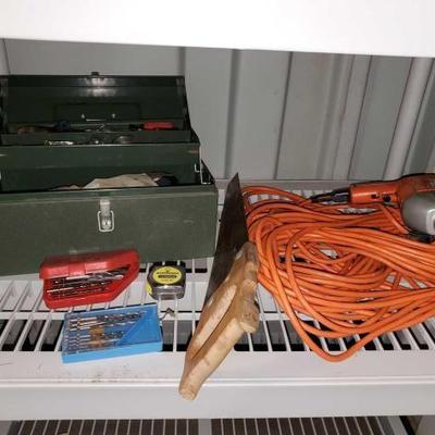 #8033 â€¢ Extention Cord, Saw, Measuring Tape, Drill Bits, Tool Box, and More!
