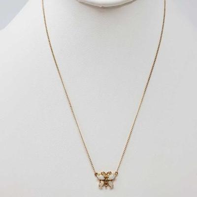 #661 • 14k Gold Butterfly Necklace, 2.1g