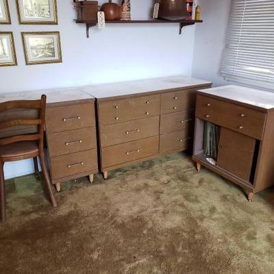#13074 â€¢ Bedroom Set- Includes Desk, Dresser, Nighstand, And Chair
