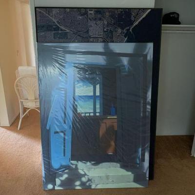 #12022 • 2 Pieces of Art, Satellite View of Long Beach