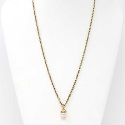 #700 â€¢ 14k Gold Rope Chain With Pendant, 18.5g
