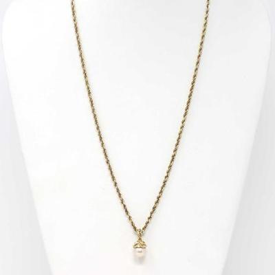 #700 • 14k Gold Rope Chain With Pendant, 18.5g