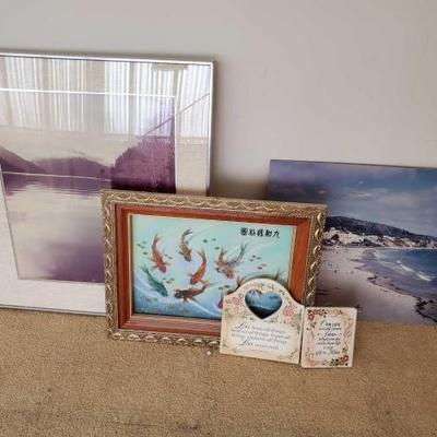 #11507 â€¢ 3 Pieces Of Framed Art Work, 2 Wall Decorations
