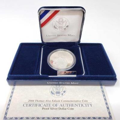 #843 â€¢ 2004 Thomas Alva Edison Commemorative Silver Dollar
