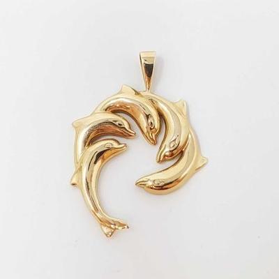 #691 â€¢ 14k Gold Dolphin Pendant, 9.2g
