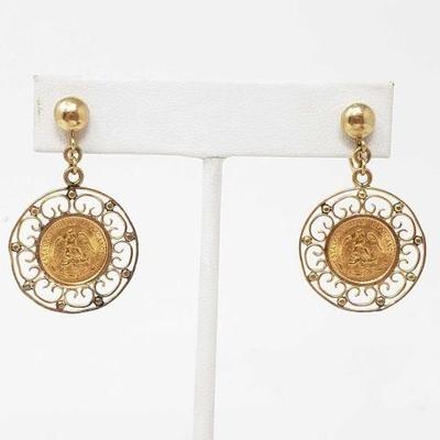 #523 â€¢ 14k Earring With .900 Gold Coins, 8.7g
