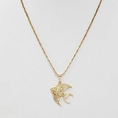 #551 â€¢ 14k Gold Chain W 14k Fish Pendant, 4.2g
